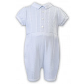 Sarah Louise Dani Boys Blue with White Trim Knitted Shortie Romper